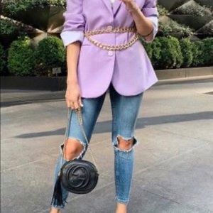 Lavendar Soft Wool Blend Single Breasted Blazer